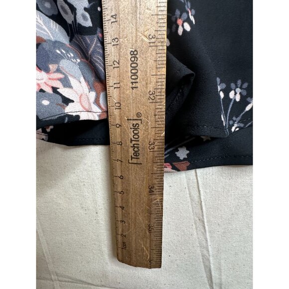 Loft Floral Flounce Long Sleeve Dress size 0P Black‎ AS IS - Picture 8 of 9